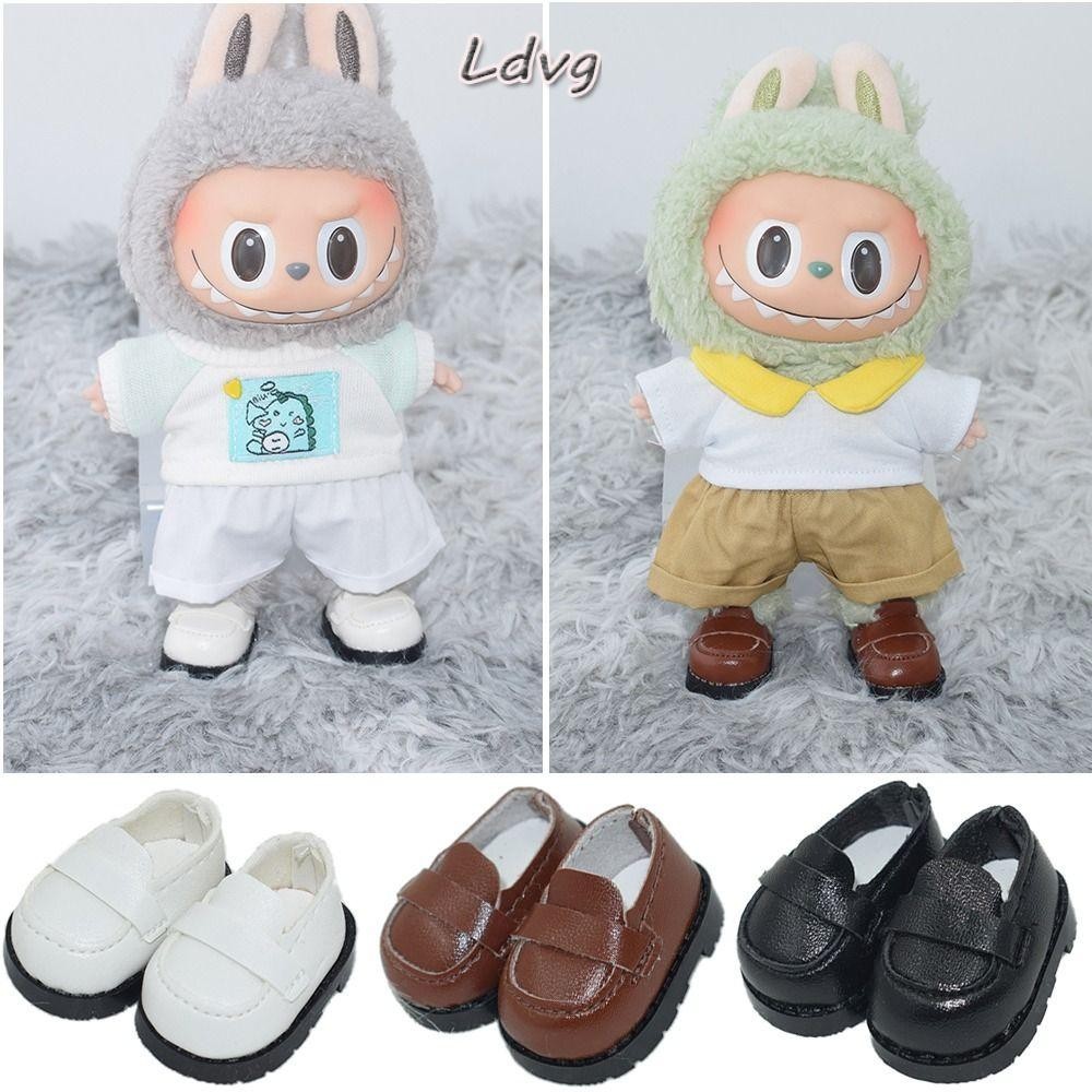 Ldvg labubu รองเท้า, 17 ซม.รองเท้าหนัง PU,ของขวัญตุ๊กตาหลากสีอุปกรณ์เสริม Photo Props สไตล์วิชาการรองเท้าสําหรับ 17 ซม.labubu ตุ๊กตา