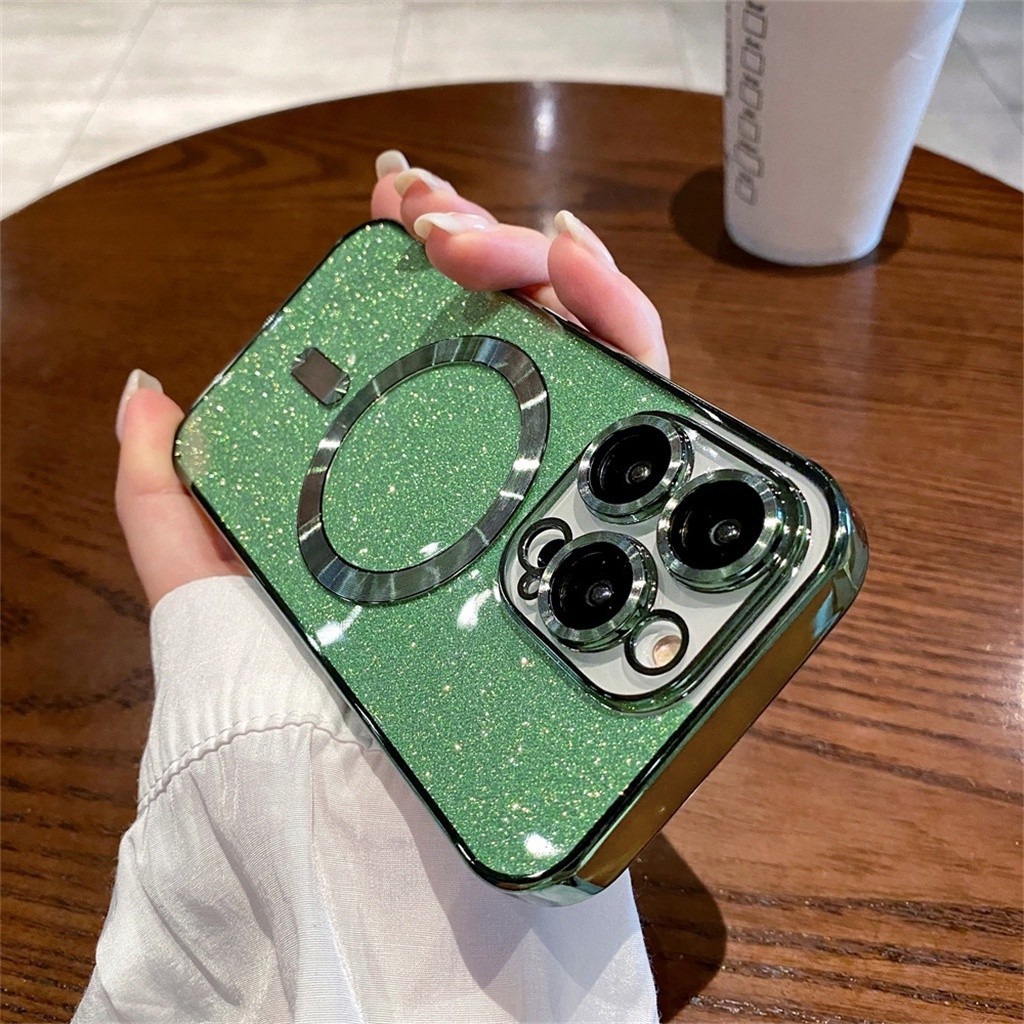 เปลือกแม่เหล็กโลหะ iPhone 15 14 13 12 11 Pro Max X XS Max XR 7 8 Plus หรูหราเคลือบ TPU กันกระแทกกล่องป้องกันแบบนุ่ม