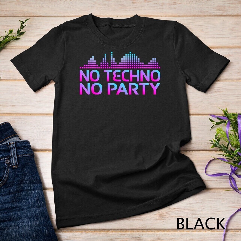No Techno No Party Music Edm Techno เสื้อยืดผู้ชาย