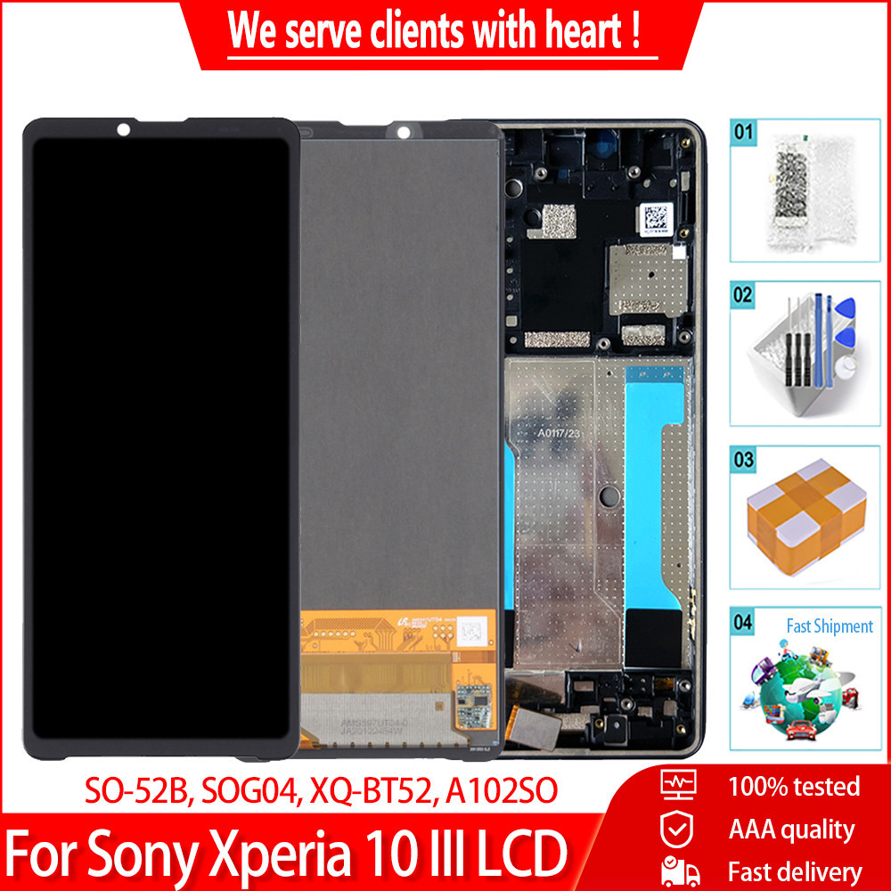 Original 6.0 จอแสดงผล + กรอบสําหรับ Sony Xperia 10 III SO-52 BSOG04 XQ-BT52 A102SO LCD Touch Screen 