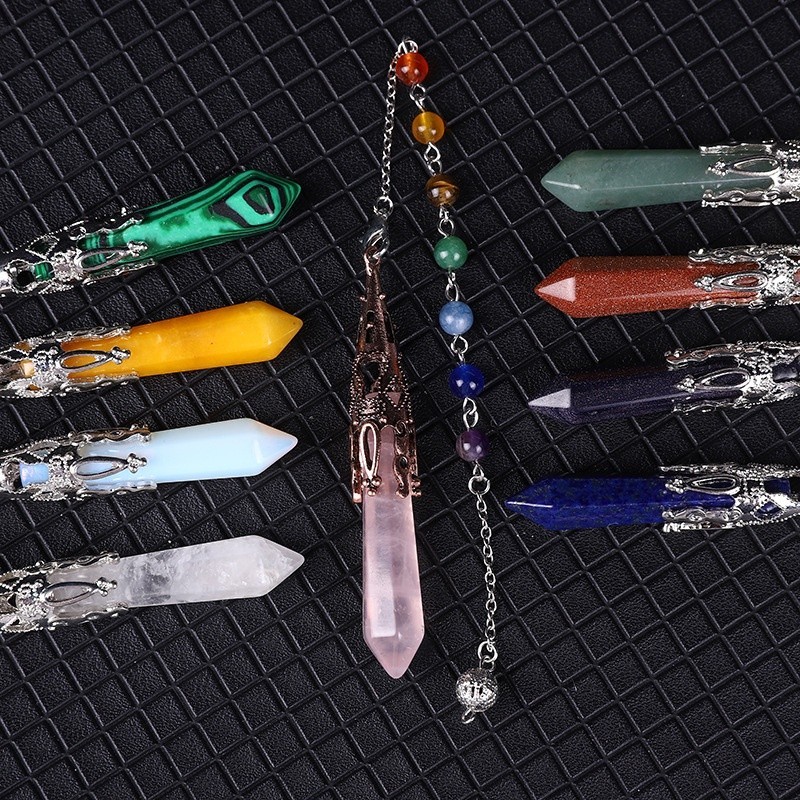 จี้หินปริซึมธรรมชาติเสาหกเหลี่ยมเครื่องประดับโยคะเครื่องประดับการค้าต่างประเทศของผู้หญิง เอฟเอ็ม ข0001