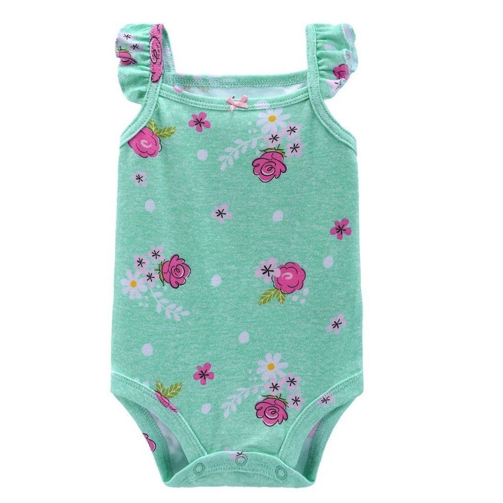 ชุดรอมเปอร์เด็กผู้หญิง เสื้อกล้าม Ruffle ผ้าฝ้าย 100% Bunga Cik Kiah