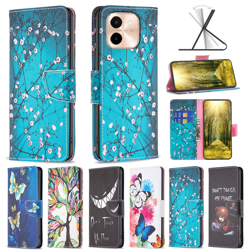 ทาสีหนังสําหรับ Vivo Y28 4G กรณี V2352 กระเป๋าสตางค์ฝาครอบโทรศัพท์สําหรับ Vivo Y38 5G Y29e Y200i Y20