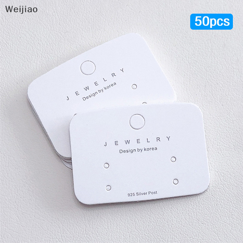 Weijiao % 50 ชิ้น Minimalist กระดาษกระดาษแข็งสีขาวบรรจุการ์ดต่างหูบรรจุการ์ด DIY ต่างหูสตั๊ดขายปลีกราคาป้าย TH
