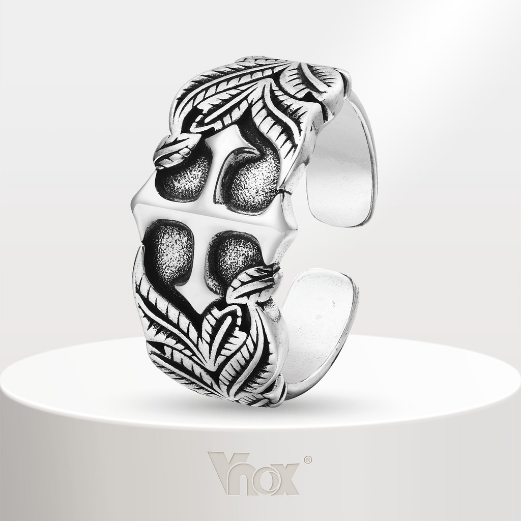 VNOX วีน็อกซ์ แหวนผู้ชายเปิดปรับได้,เครื่องประดับเงินรูปไม้กางเขนแหวนสไตล์ยุโรปและอเมริกา