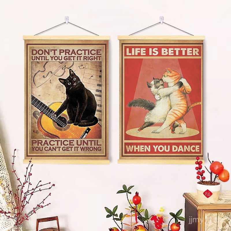 ภาพวาดตกแต่งคุณภาพสูง [661 คนสะสม] ภาพวาดแขวนตกแต่งแมวสไตล์อเมริกันสำหรับร้านอาหารตะวันตก บาร์ คาเฟ่