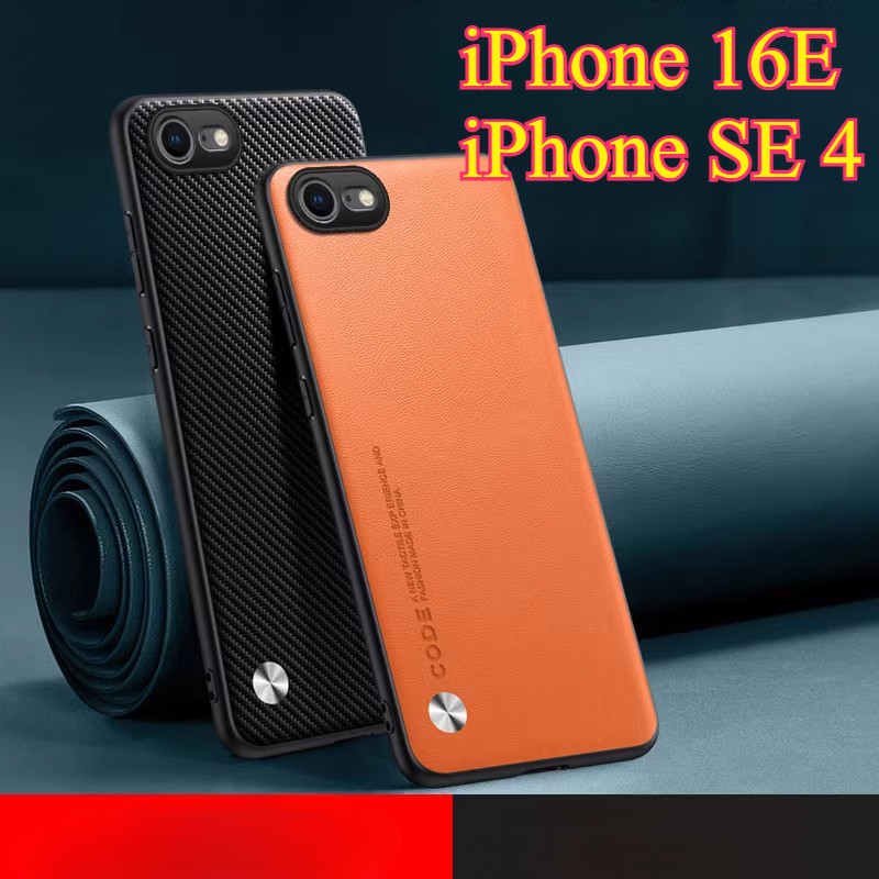 สําหรับiphone 16E 16 EธรรมดาPUหนังสําหรับiPhone SE 4 2025 SE4 5Gฝาครอบเคลือบซิลิโคนกันกระแทกขอบนุ่มป
