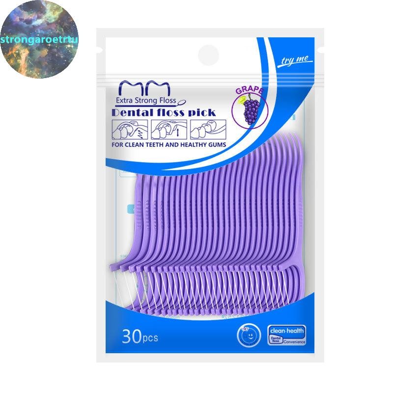 Strongaroetrtu 30 ชิ้น/ถุงรสผลไม้ที่มีสีสัน Bagged ไหมขัดฟันเลือกทําความสะอาดฟันสูง Tensile Force ฟัน Stick Oral Hygiene Care เครื่องมือ TH