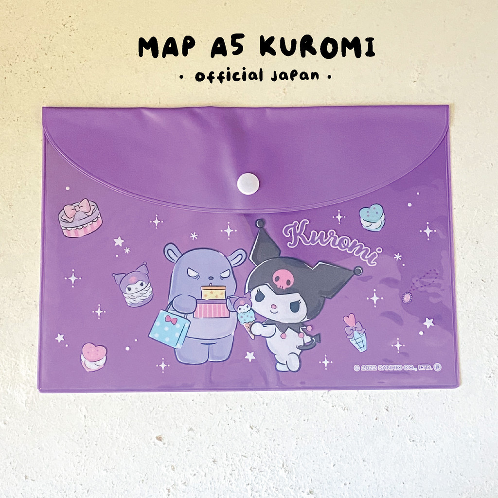 ต้นฉบับญี่ปุ่นแผนที่ A5 Kuromi Daiso Official School โฟลเดอร์ Organizer Sanrio เครื่องเขียนอุปกรณ์ B