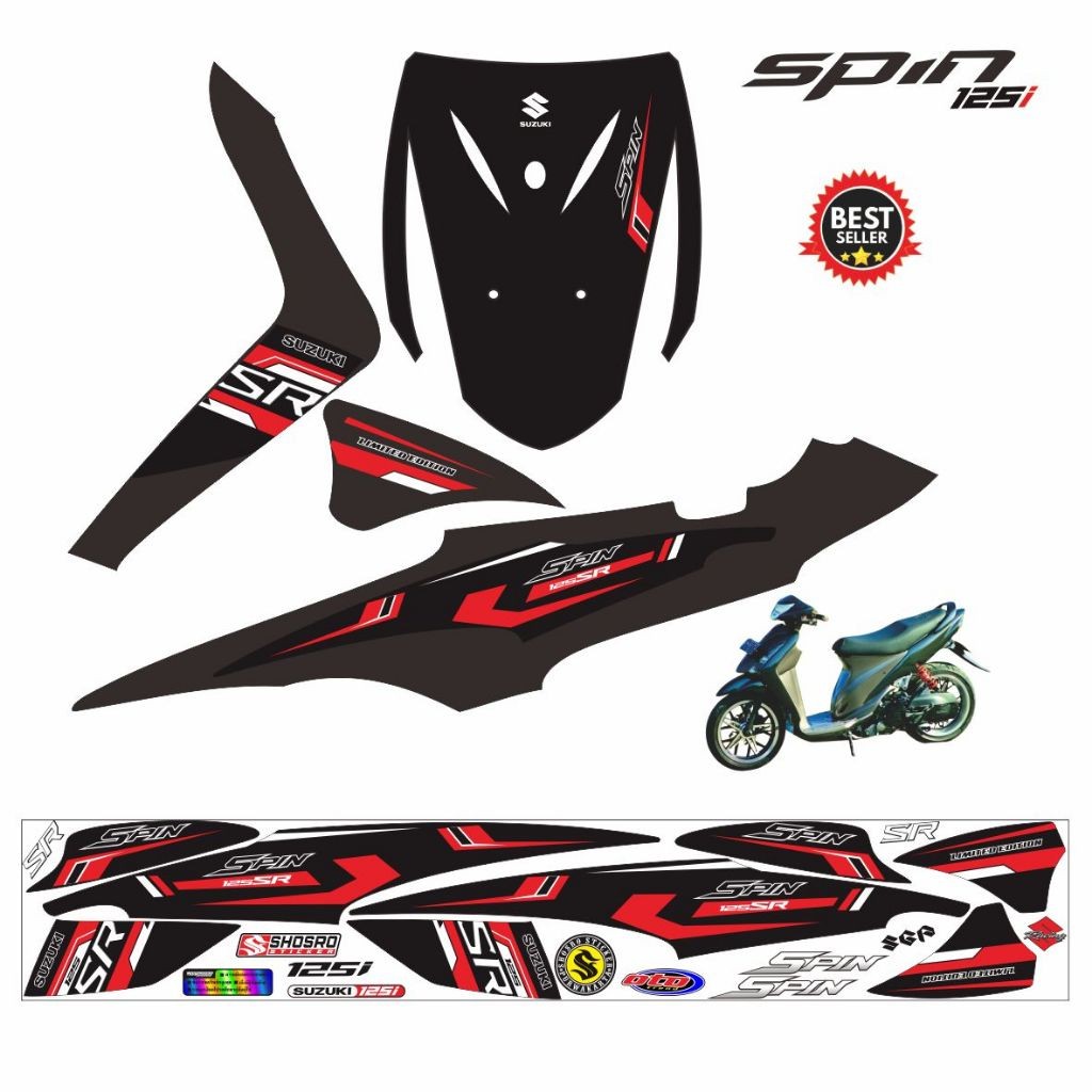 รถจักรยานยนต์ VARIATIONS SPIN STRIPING 125 STRIPING SPIN 125 สติ๊กเกอร์ / สติ๊กเกอร์ / แถบ SUZUKI SP