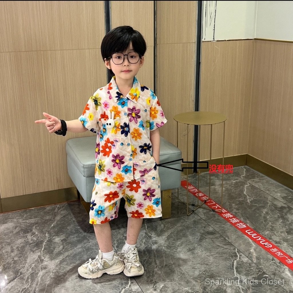 ชุดเด็กสำหรับฤดูร้อน ชุดเด็กผู้ชาย สไตล์เกาหลี ชุด2ชิ้นเด็กผู้ชาย