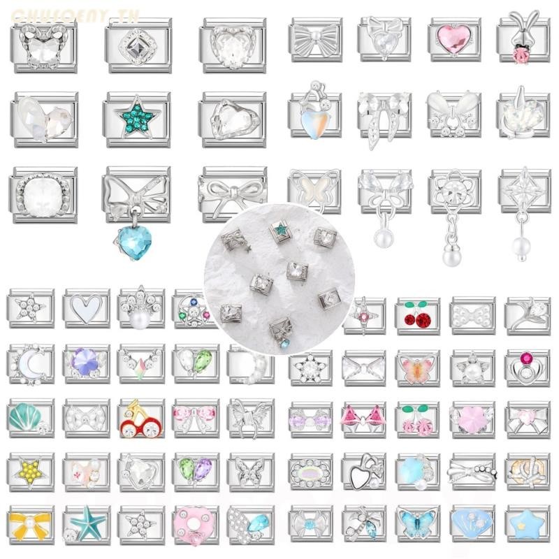 ยอดนิยม Love Diamonds Bow เพื่อนที่ดีที่สุดพ่อดอกไม้อิตาเลี่ยน Charm Links Fit 9 มม.สร้อยข้อมือสแตนเลสทําเครื่องประดับ