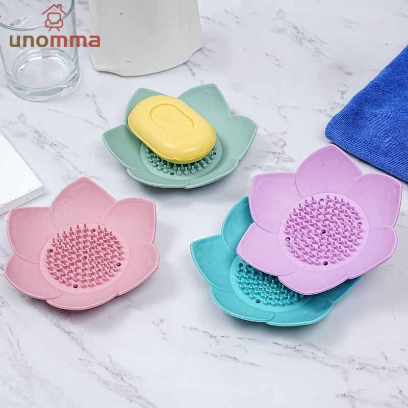แบบพกพาซิลิโคนสบู่โลตัสกล่อง Punch-ฟรี Draining สบู่ห้องน้ำสบู่กล่อง unomma