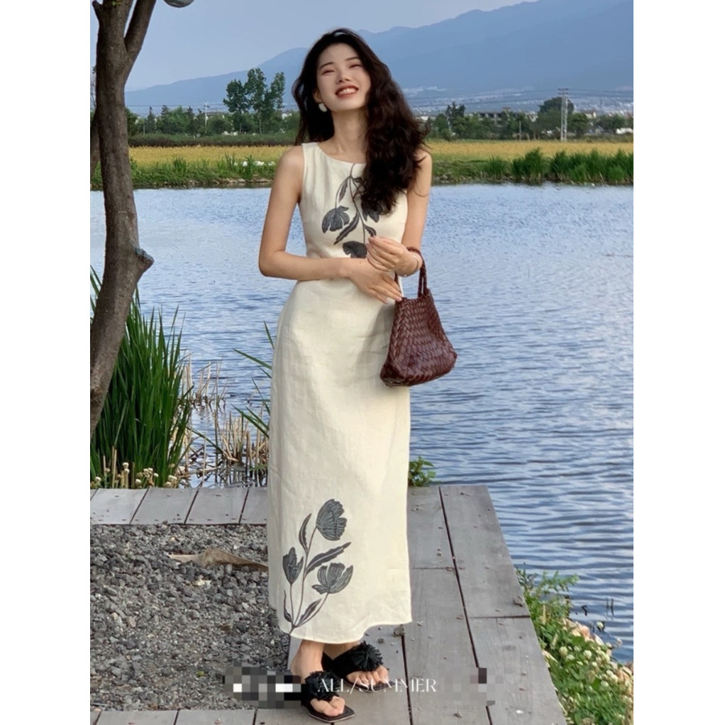 MOCACA💗เดรสผู้หญิ 💗พริ้ว เรียบหรู ดูดีดูแพง ชุดไปคาเฟ่ เดรสแฟชั่น🎀ชุดเดรสยาว เดรสคอกลม เดรสแขนกุด - รูปที่ 3