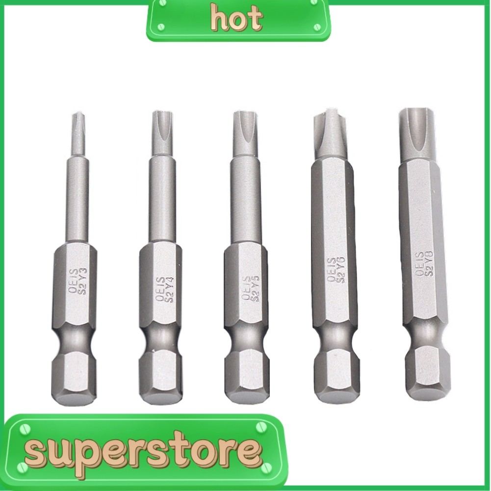 ซุปเปอร์| 5 ชิ้น 50 มิลลิเมตร Y รูปไขควง Bits 1/4 นิ้ว Hex Shank Y ประเภทบิต Y3 Y4 Y5 Y6 Y8❣