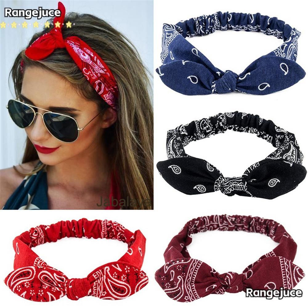 Rangejuce ที่คาดผมพิมพ์ลายผู้หญิง Cross Knot Soft Headbands