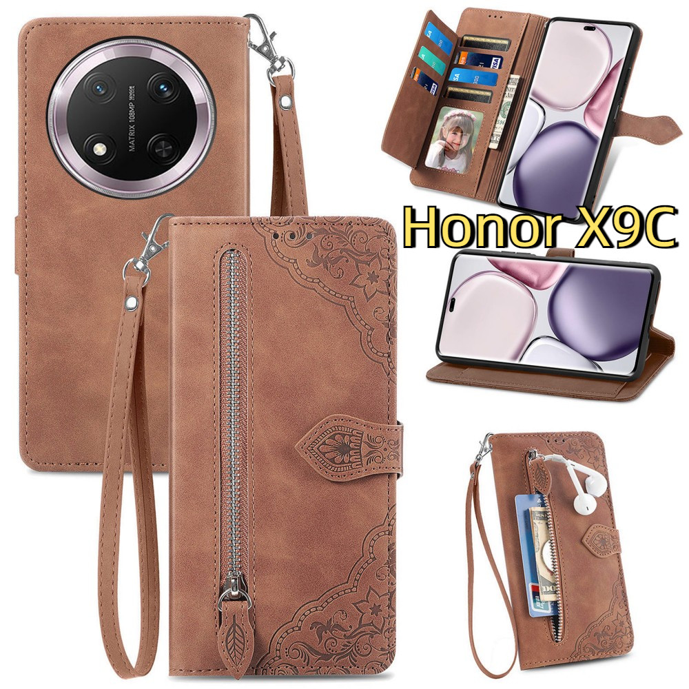 ปลอกหนังสําหรับ Honor X9D X9C X9B X9A X8C X8B X8A X7D X7C X7B X7A X6B X6C X5B เคสโทรศัพท์ขาตั้งแม่เหล็ก 7 ช่องใส่การ์ดกันกระแทกซิปกระเป๋าสตางค์