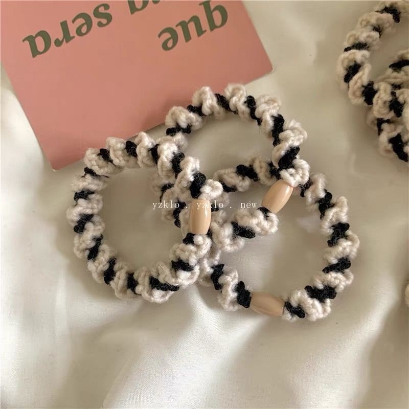 多个装/ins韩系学院风可爱编织发绳简约条纹高弹力橡皮筋头绳少女Multiple outfits/ins Korean college style cute editor20250308