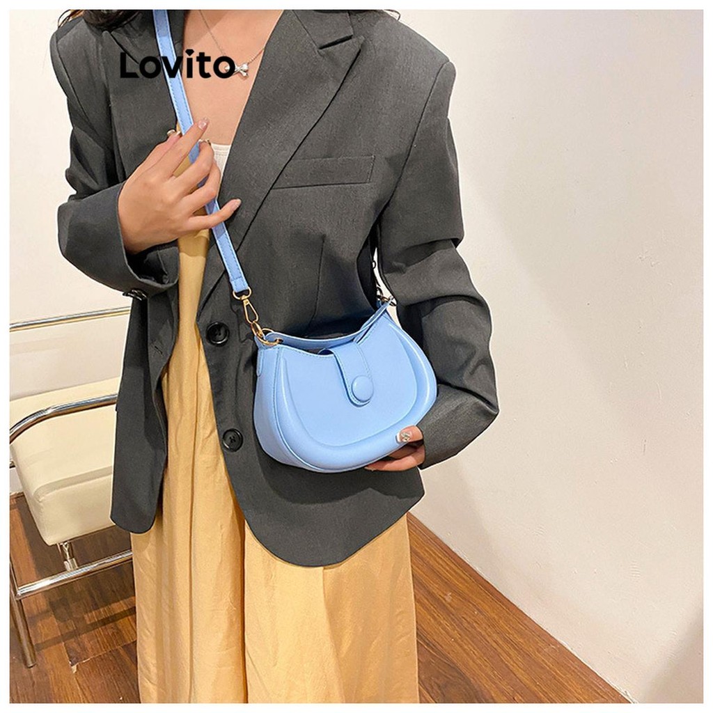 Lovito กระเป๋าสะพายข้าง Hle สีมาการอง เรียบง่าย ดีไซน์ทันสมัย เรียบง่าย น่ารัก กระเป๋าสะพายไหล่ขนาดเล็กสำหรับผู้หญิง LFA71275