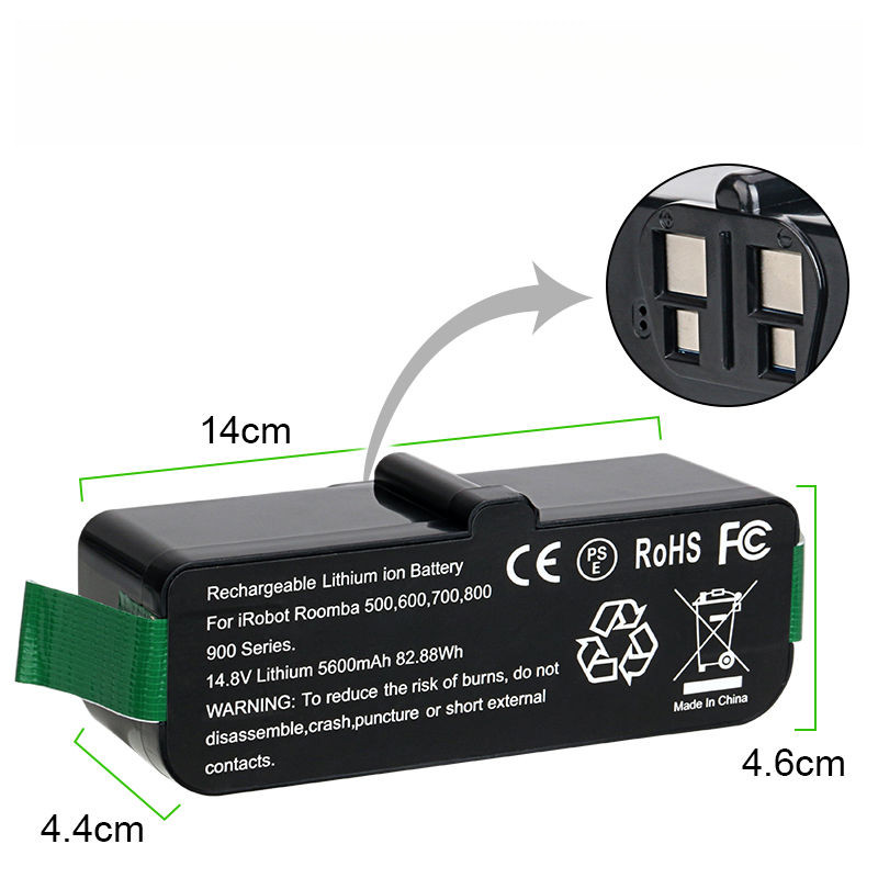 แบตเตอรี่ลิเธียมแบบชาร์จได้สำหรับ iRobot Roomba รุ่น 655/690/780/805/860/880