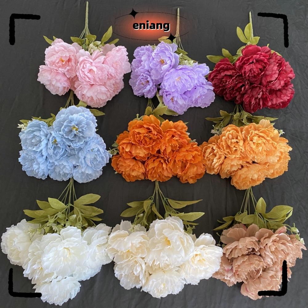 Eniang815 ดอกไม้ผ้าไหมดอกโบตั๋น, DIY 7 หัว 42 ซม.ดอกไม้ประดิษฐ์ตกแต่งงานแต่งงาน
