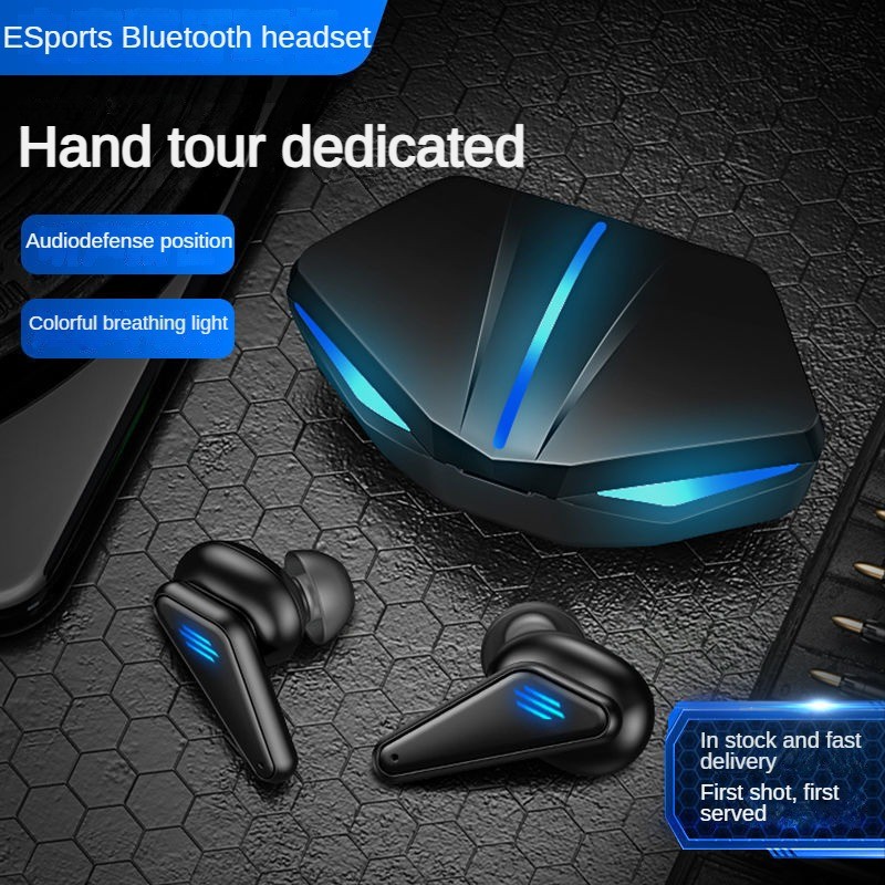 ชุดหูฟังบลูทูธ TWS คุณภาพสูง K55 ชุดหูฟังสําหรับเล่นเกมแบบกึ่งอินเอียร์คุณภาพสูงสีน้ําเงิน