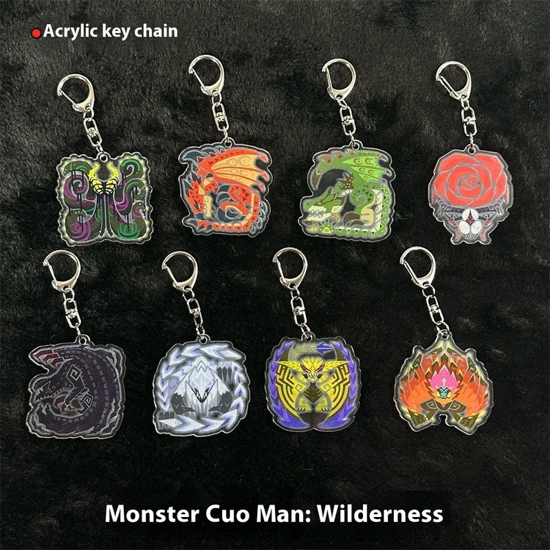 Monster Hunter พวงกุญแจ Monster Hunter Wilderness จี้อะคริลิคเกมอุปกรณ์ต่อพ่วง Key Storage Chain ของขวัญ