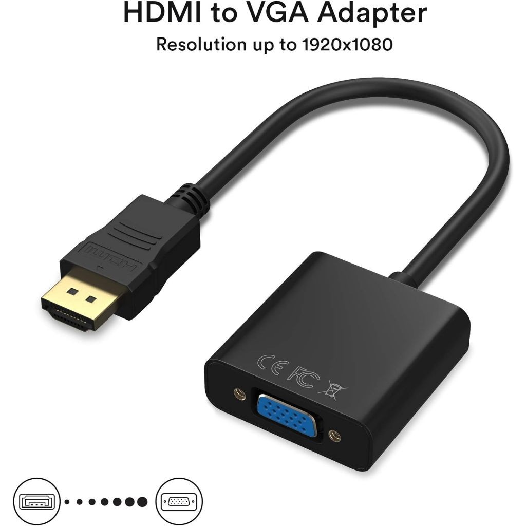 AUKKI HDMI to VGA Adapter อะแดปเตอร์ชุบทอง(ชายหญิง)สำหรับคอมพิวเตอร์พีซีจอภาพโปรเจคเตอร์เอชดีทีวีและอื่นๆ - รูปที่ 2