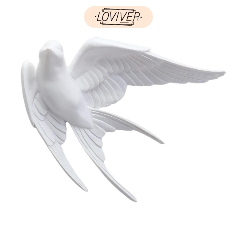 LOVIVER นกเรซินสีขาวตกแต่งผนังนกนางแอ่นนอร์ดิกแขวนประติมากรรมผนังภาพจิตรกรรมฝาผนัง, ห้องนอน, ห้อง - รูปที่ 7