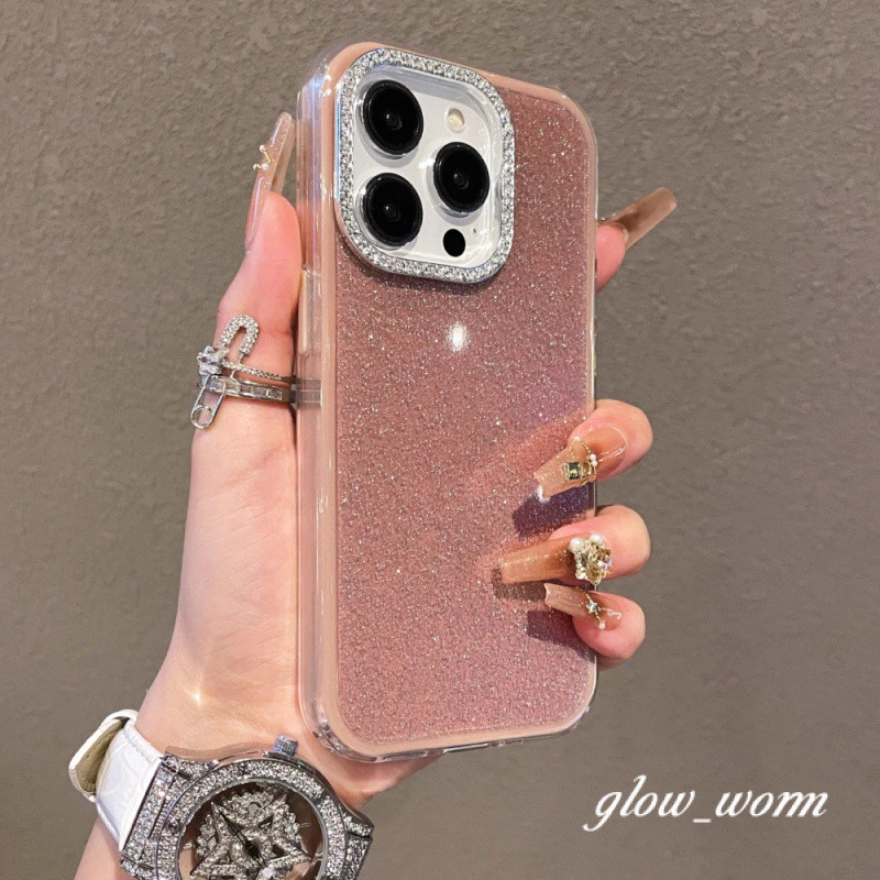 เพชรกรอบglitter Blingเคสโทรศัพท์เข้ากันได้สําหรับ For iPhone 17 16 15 14 13 12 11 Pro Max Plus กรณี