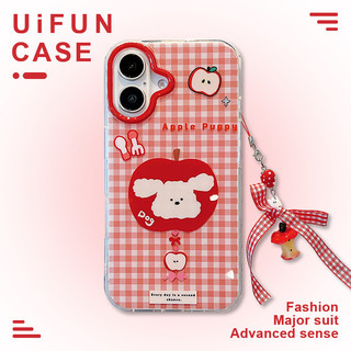 Kawaii ลูกสุนัข Apple Lattice เคสโทรศัพท์สําหรับ iPhone 16 15 14 13 Pro Max iPhone15 พร้อมจี้ Bowknot กันกระแทก IMD โทรศัพท์มือถือ Shell