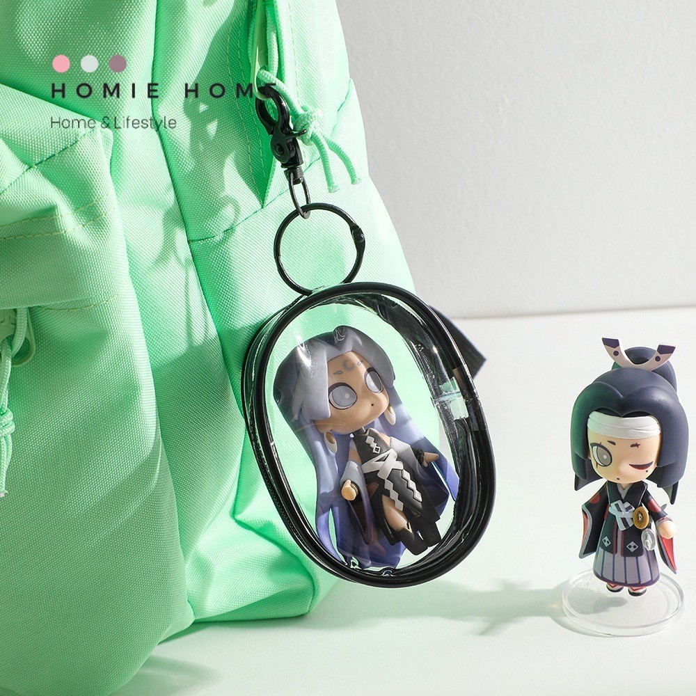 HH-1199 กระเป๋าใส่ตุ๊กตา 10cm กระเป๋าใสใส่สายชาร์จ มีที่ห้อย มีซิป ซองใส่ตุ๊กตา