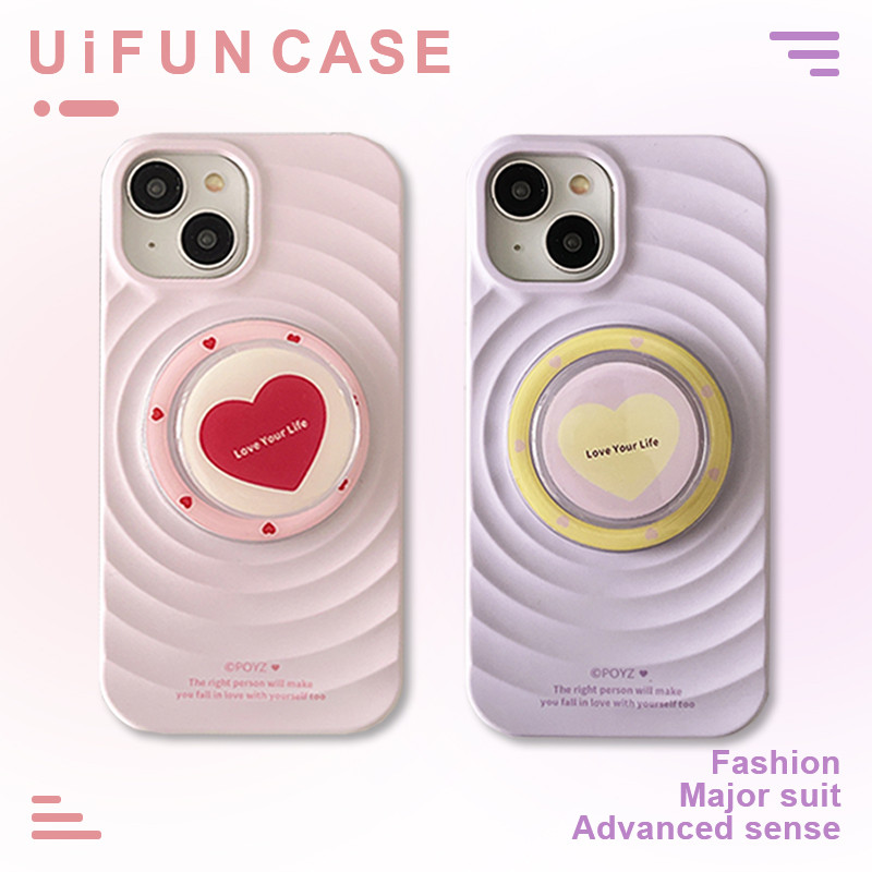 คุณภาพสูง Macaron สี Love Heart ผู้ถือขาตั้งเคสโทรศัพท์สําหรับ iPhone 16 15 14 13 12 Pro Max iPhone16 Shock ทน TPU + PC ไร้สายชาร์จโทรศัพท์มือถือ Shell – โปรปัง