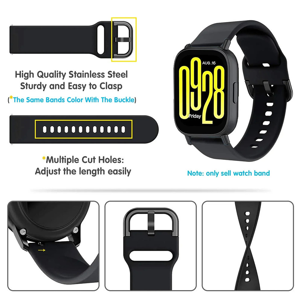 สายซิลิโคนอ่อนนุ่ม 20/22 มม for Redmi Watch 5 Active/Mi Watch 5 Lite/Samsung/Amazfit/Garmin/Huawei สร้อยข้อมือยางรัด