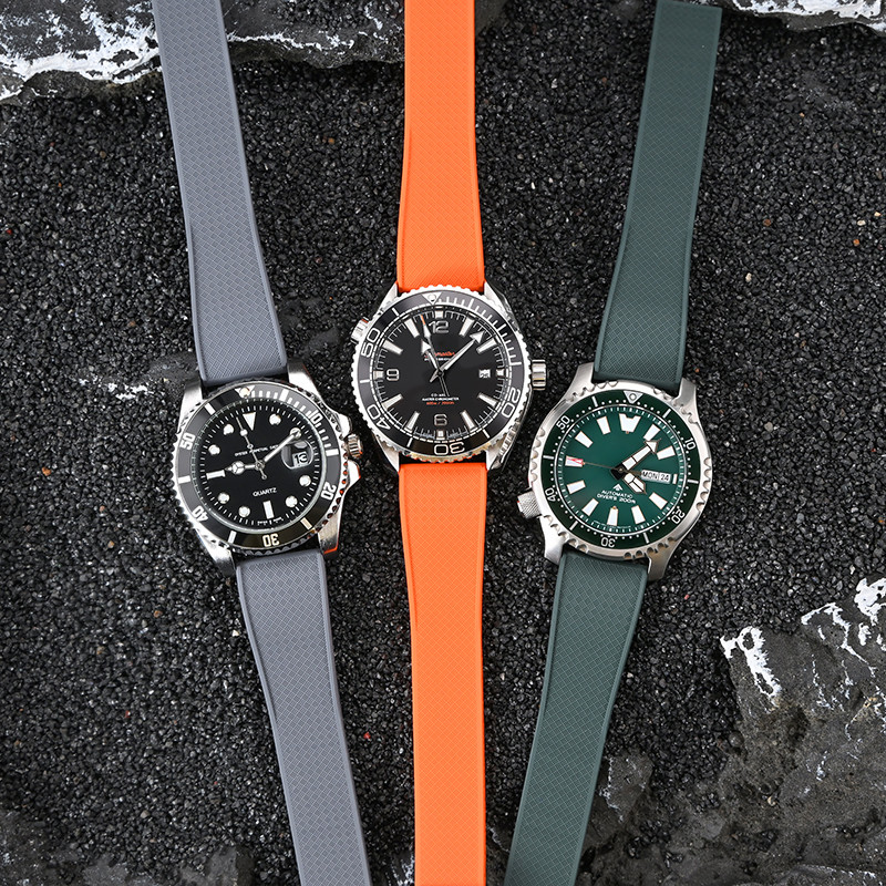 Fkm สาย 20 มม.22 มม.สําหรับ Breitling สําหรับ Rolex Seiko Fluoro ยาง Universal Quick Release หัวเข็มขัดพับสร้อยข้อมือนาฬิกาสําหรับ Omega ราคา ถูกที่สุด ดีลบีเคเค แกลเลอรีภาพที่ 3