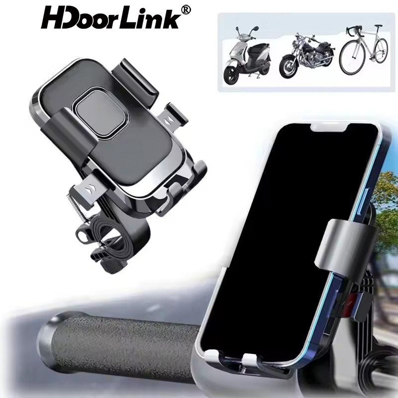 Hdoorlink รถจักรยานยนต์จักรยานที่วางโทรศัพท์หมุนฟรีโทรศัพท์มือถือวงเล็บนําทางสําหรับขี่กันกระแทกสําห
