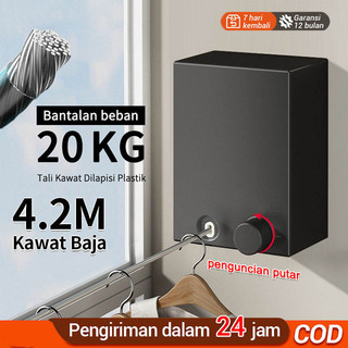jemuran portabel / Jemuran Baju Portable Indoor Outdoor Retractable Tali Clothesline Bahan Stainless