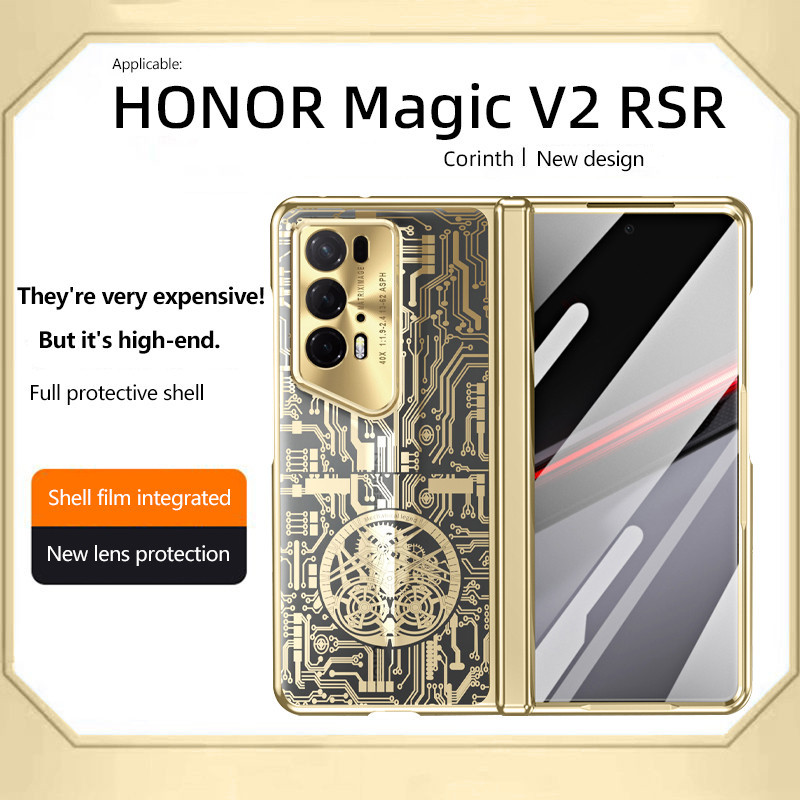 เคสโทรศัพท์มือถือ ชุบไฟฟ้า ป้องกันตก แบบพับได้ สําหรับ Honor Magic V2 V2RSR