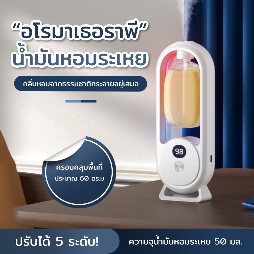 เครื่องฟอกอากาศอโรมา  ด้วยแสงโดยรอบ, โหมดปรับได้ห้าโหมด, กลิ่นหอมติดทนนาน, การชาร์จ USB เหมาะสำหรับหลายสถานการณ์