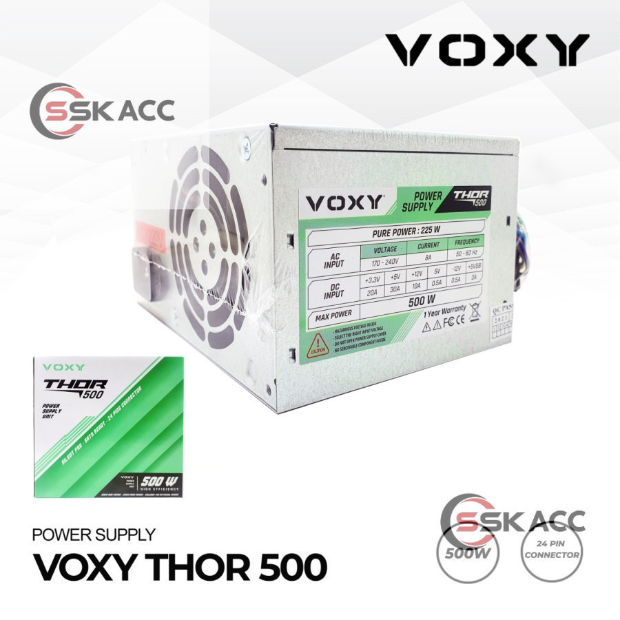 พาวเวอร์ซัพพลาย VOXY 500 W / PSU คอมพิวเตอร์ 500 วัตต์ / PSU VOXY THOR 500W SSKACC-COMPUTER
