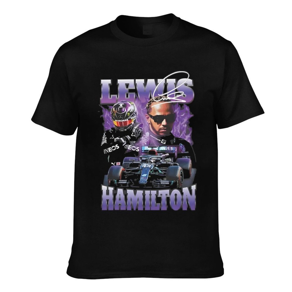 เสื้อยืดลําลองผู้ชาย Lewis Hamilton ผ้าฝ้ายแท้