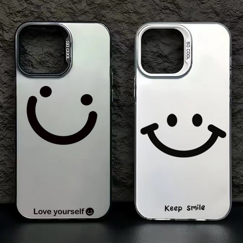 เคสโทรศัพท์มือถือแบบแข็ง ลายหน้ายิ้ม หรูหรา เรียบง่าย สําหรับ Samsung Galaxy S24 S23 Ultra S21 S22 Plus S23 FE S21 S20 FE Note 20 Ultra