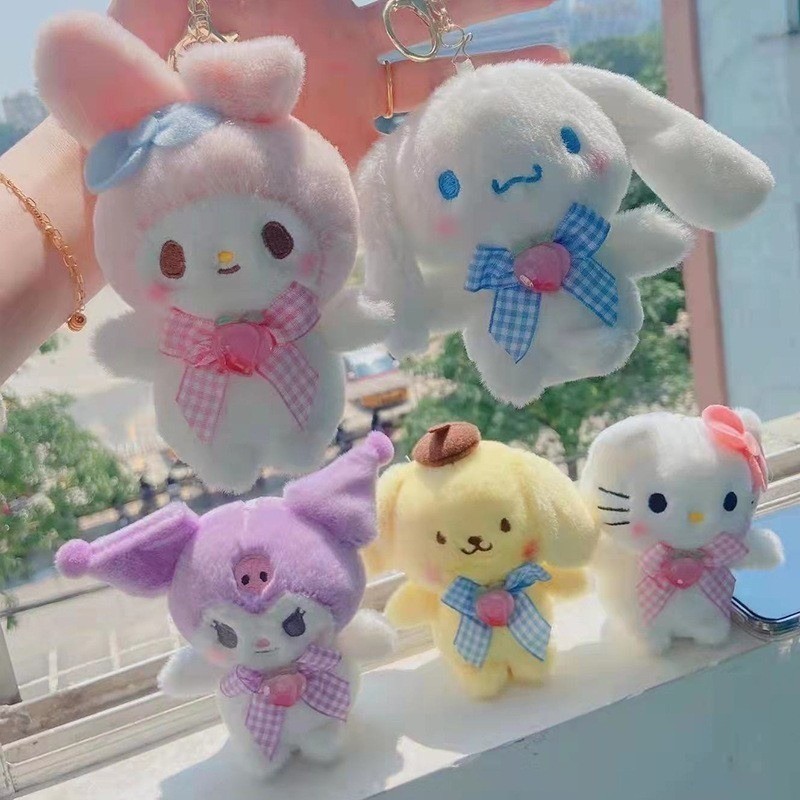 พวงกุญแจ Kuromi Melody พวงกุญแจเด็กของเล่นตุ๊กตา Kawaii Pompom Purin พวงกุญแจจี้พวงกุญแจผู้หญิงของขวัญ - รูปที่ 7