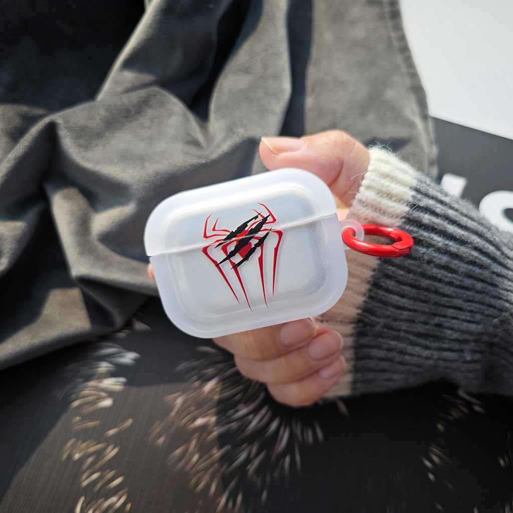 Spider Man Marvel Square โปร่งใสสําหรับ AirPods 4 PRO 1/2/3 PRO2 ซิลิโคนนุ่ม TPU ชุดหูฟังบลูทูธไร้สายกรณีชาร์จถังฝาครอบป้องกัน Anti-fall ปลอก