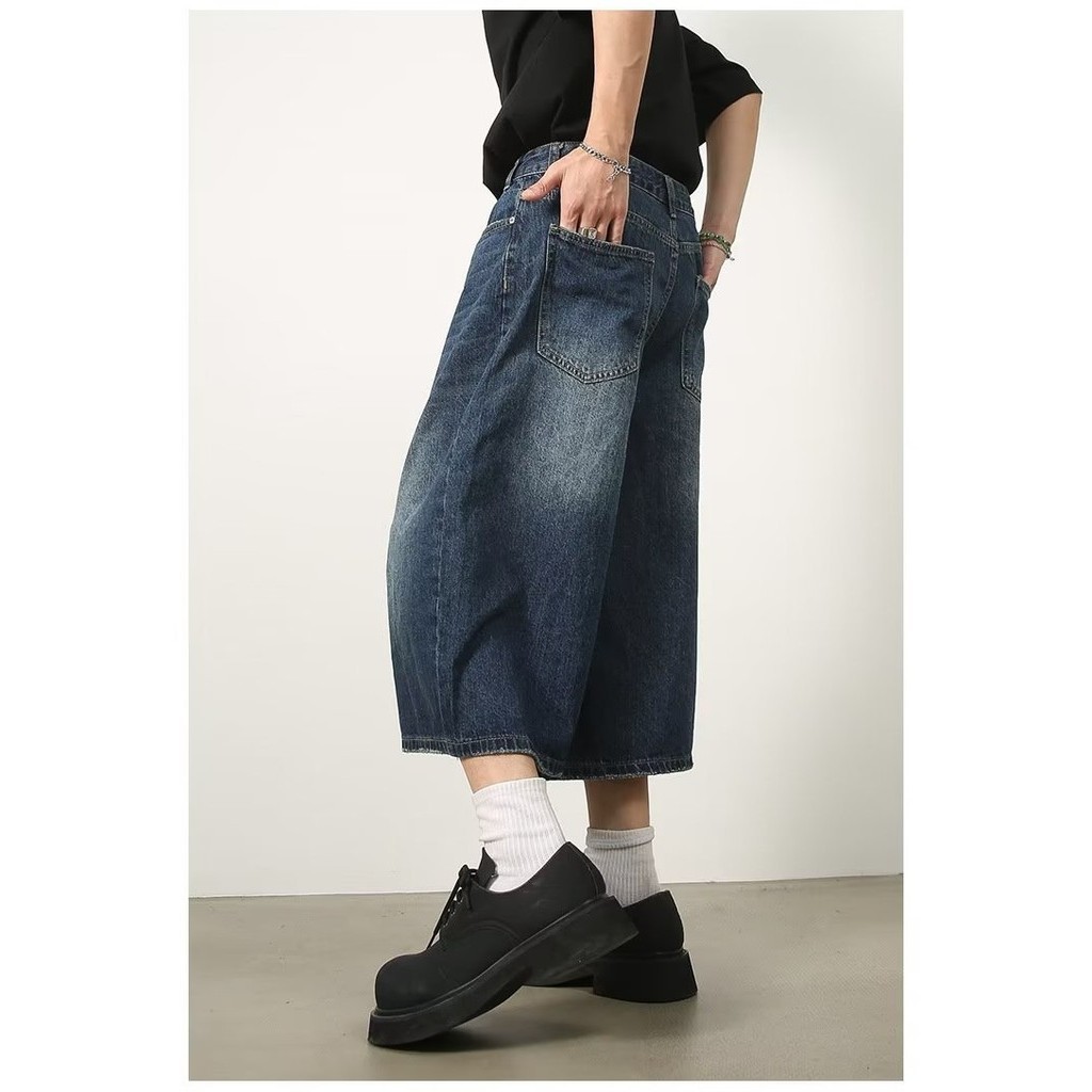 MNO.9 Short Jeans K846 กางเกงยีนส์ชาย ขาสั้น 4ส่วน ทรงหลวม แฟชั่นผู้ชายเเละผู้หญิง