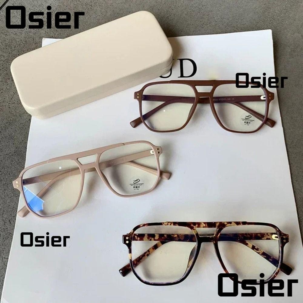 Osier1 แว่นตาป้องกันแสงสีฟ้า ป้องกันดวงตา PC ทรงสี่เหลี่ยม สไตล์วินเทจ สีฟ้าอ่อน สําหรับคอมพิวเตอร์ แว่นตาสํานักงาน