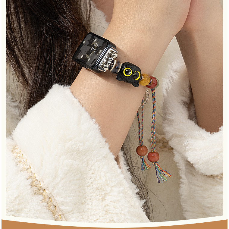 สายนาฬิกาข้อมือถัก แฮนด์เมด ลายการ์ตูนน่ารัก แบบเปลี่ยน สําหรับ Huawei Band 9 Band 8 Huawei Band 6 7