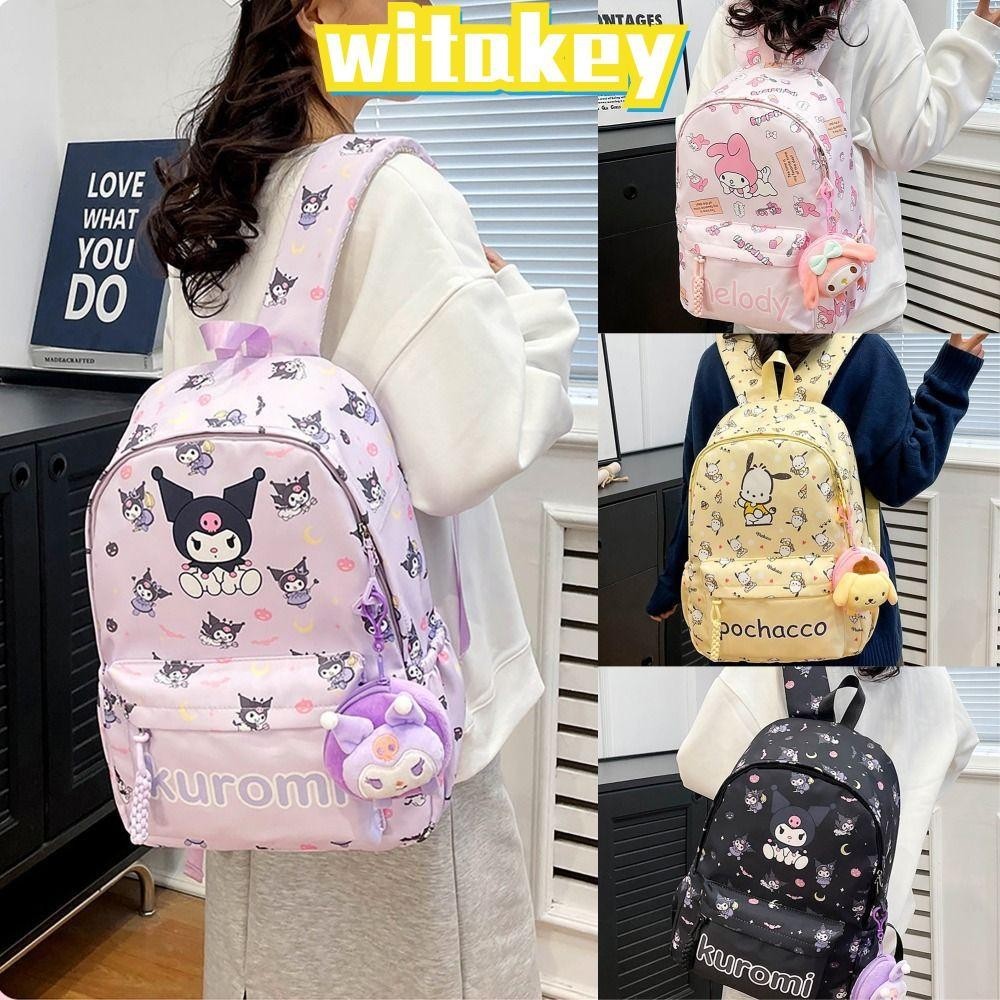 Witakey กระเป๋าเป้สะพายหลัง กระเป๋านักเรียน พิมพ์ลาย Kuromi Melody Pochacco Kitty น่ารัก จุของได้เยอะ สําหรับเด็ก
