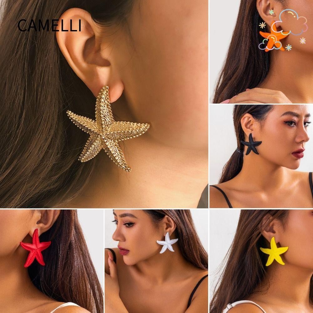 Camelli ต่างหูสตั๊ด โลหะผสม รูปปลาดาว เครื่องประดับ ของขวัญ สําหรับผู้หญิง