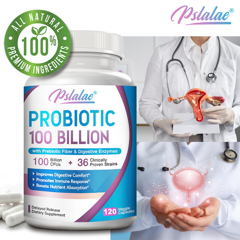 Pslaae Probiotics 100 พันล ้ าน - พรีไบโอติกไฟเบอร ์ และเอนไซม ์ ย ่ อยอาหาร - การสนับสนุนการย ่ อยอาหาร